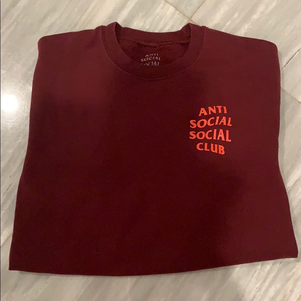Anti social social club burgundy crewneck